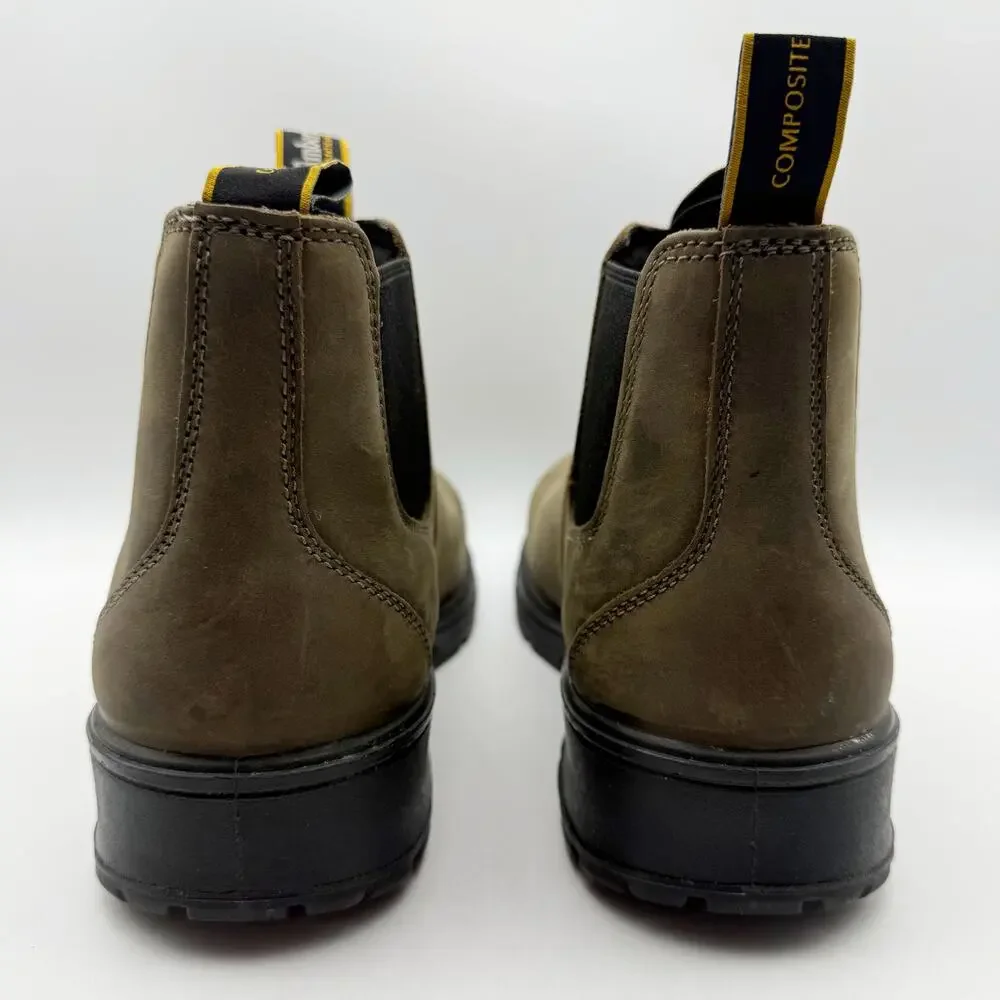 Timberland Pro Mens Nashoba Work Boots 7.5 Brown WP EH Comp Toe Pull-On EUC